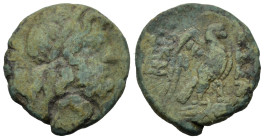 Macedon, Thessalonica. Æ (20,8mm, 5.8g). Laureate head of Zeus right. R/ ΘEΣΣAΛONIKHΣ, eagle with open wings standing right on thunderbolt. BMC 29, SN...