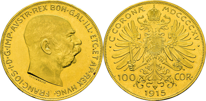 AUSTRIA. Francisco José. 100 coronas. 1915. KM2819 restrike. 33´93 g. Golpecito ...