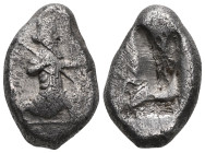 GREEK COINS
ACHAEMENID EMPIRE.Time of Darios I to Xerxes II.(485-420 BC).Sardes.Siglos.
Obv : Persian king in kneeling-running stance right, holding s...