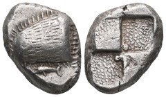 GREEK
Sinope
PAPHLAGONIA. Sinope. AR Drachm (6.07 gms), ca. 490-425 B.C.
SNGBMBlackSea-1359-63. Head
of sea eagle left, dolphin below; Reverse: Quadri...