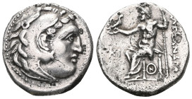 Greek
Kingdom of Macedon, Antigonos I Monophthalmos AR Drachm. In the name and types of Alexander III. Lampsakos, circa 310-301 BC. Head of Herakles r...