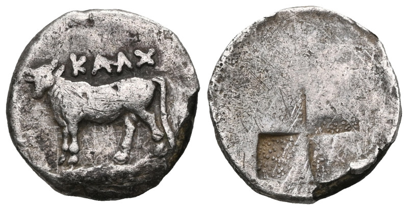 Greek
BITHYNIA, Kalchedon. 387-340 BC. AR Hemidrachm .
Bull standing on grain ea...