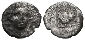 Greek
Islands off Caria. Rhodos circa 170-150 BC. Artemon, magistrate
Plinthophoric Hemidrachm AR
Radiate head of Helios facing slightly right / Rose ...