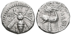 Greek Coins
IONIA. Ephesos. Drachm (Circa 202-133 BC). Mitras, magistrate.
Obv: Bee with straight wings; E-Φ flanking.
Rev: MHTPAΣ.
Stag standing righ...