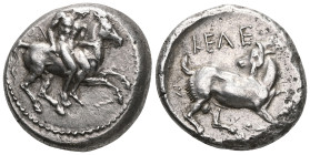 Greek
CILICIA. Kelenderis. Circa 410-375 BC. Stater (Silver). Youthful nude rider seated sideways on horse prancing to right, preparing to dismount. R...