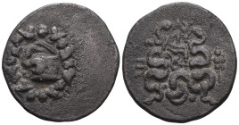 GREEK COINS
MYSIA. Pergamon. (Circa 166-67 BC).Cistophor.
Obv : Cista mystica with serpent; all within ivy wreath.
Rev : Bowcase between two serpents....