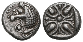 Greek
SATRAPS OF CARIA. Hekatomnos, circa 392/1-377/6 BC. Obol (Silver), Milesian standard, Mylasa mint. Forepart of lion right, head turned left; ab...