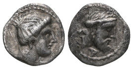 CILICIA. Nagidos. Obol (Circa 400-380 BC). Obv: Head of Aphrodite right. Rev: ΝΑΓΙ. Laureate and bearded head of Dionysos right. Ziegler -; Göktürk 3 ...