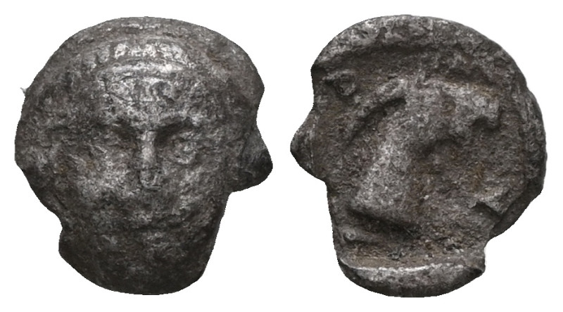 Aiolis Myrina
Obol 4th century BC Frontal female head / head of a goat in flat q...
