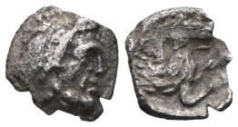 Lycaonia, Laranda. AR Obol , c. 324/3 BC.
Obv. Head of Herakles to right.
Rev. Forepart of a wolf right; Λ above.
SNG Levante 227; SNG von Aulock 8656...