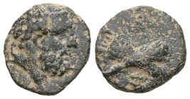 Greek
PONTOS. Amisos. Struck under Mithradates VI, Circa 95-90 or 80-70 BC. Chalkous (Bronze). Laureate head of Herakles to right. Rev. [A]MI-ΣO[Y] Cl...