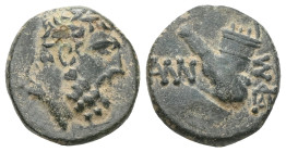 Greek
PONTOS. Amisos. Struck under Mithradates VI, Circa 95-90 or 80-70 BC. Chalkous (Bronze). Laureate head of Herakles to right. Rev. [A]MI-ΣO[Y] Cl...