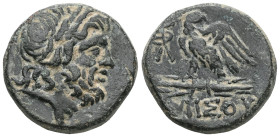 Greek
 Pontos, Amisos (80-70 BC) AE .
Obv: Laureate head of Zeus right.
Rev: Eagle standing over thunderbolt, monogram to left; in exergue AMIΣOY
Ref:...