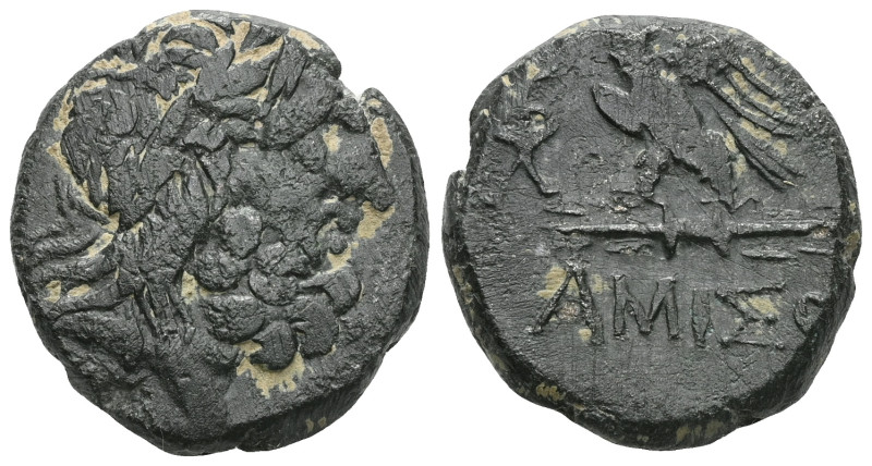 Greek
 Pontos, Amisos (80-70 BC) AE .
Obv: Laureate head of Zeus right.
Rev: Eag...