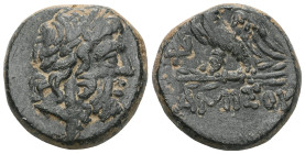 Greek
 Pontos, Amisos (80-70 BC) AE .
Obv: Laureate head of Zeus right.
Rev: Eagle standing over thunderbolt, monogram to left; in exergue AMIΣOY
Ref:...