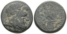 Greek
PAPHLAGONIA. Sinope. Circa 100-85 BC. (Bronze). Laureate head of Zeus to right. Rev. ΣINΩΠHΣ Eagle standing left on thunderbolt, with his head t...