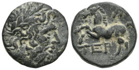 Greek
PISIDIA. Termessos. 1st century BC. (Bronze), year B (2) = 71-70 BC. Laureate head of Zeus to right. Rev. TEP Horse galloping right; above, B . ...