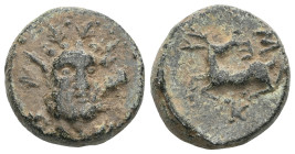 GREEK
Pisidia, Selge, AE (Bronze), 2nd-1st centuries BC. Obv: Head of Herakles facing, turned slightly to right wearing wreath of styrax, club resting...