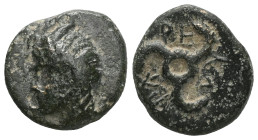 Greek
Lycian Dynast. Perikle. (380-362 BC) Æ Bronze. Obv: head of Pan left. Rev: triskeles.


Weight:2,2 gr
Diameter:12,9 mm