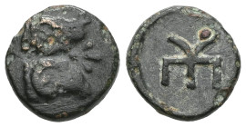 Greek
Troas. Kebren circa 420-412 BC. Bronze Æ. Confronted ram’s heads / KE monogram. very fine SNG München 283; SNG Copenhagen 260.


Weight:1,1 gr
D...