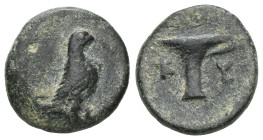 Greek
Aeolis, Kyme, AE,(Bronze), Circa 350-250 BC.
Obv: Eagle standing right.
Rev: KY, One-handled cup left.
Ref:SNG Copenhagen 41-45 var.


Weight:1,...