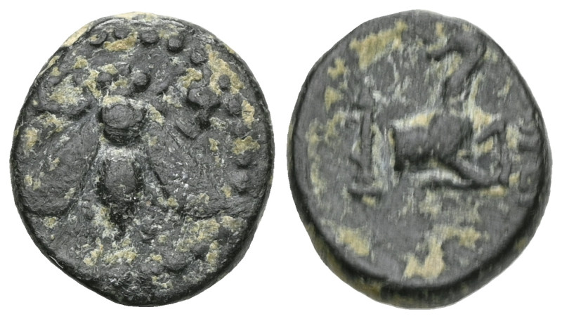 Greek
Ionia. Ephesos circa 387-285 BC.
Bronze Æ
E-Φ, bee / Forepart of stag righ...