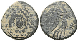 Greek
 Pontos, Amisos, AE. (Bronze),Time of Mithradates VI Eupator, Circa 85-65 BC.
Obv: Aegis facing.
Rev: AMI-ΣO[Y], Nike advancing right with shoul...