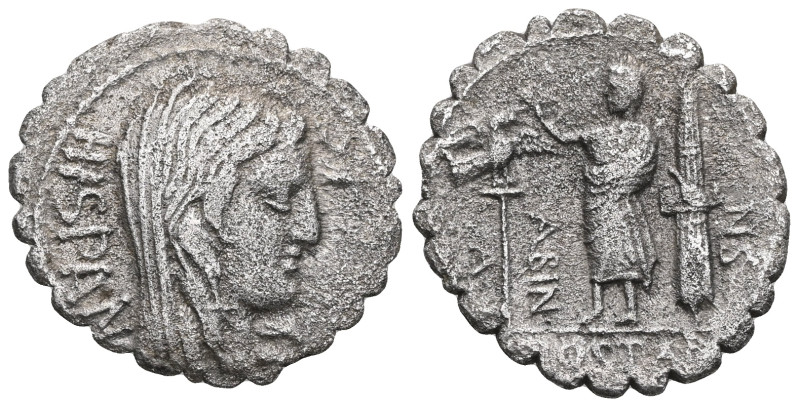 Coins Roman Republic A. Postumius Albinus, denarius , 81 BC, Rome. Av: veiled he...