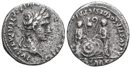 Augustus (27 BC-AD 14). AR denarius. Lugdunum, 2 BC-AD 14. CAESAR AVGVSTVS DIVI F PATER PATRIAE, laureate head of Augustus right / AVGVSTI F COS DESIG...
