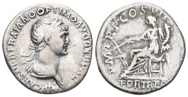 Roman Imperial
Trajan (AD 98-117). AR denarius (18mm, 7h). NGC Choice VF. Rome, AD 114-117. IMP CAES NER TRAIANO OPTIMO AVG GER DAC, laureate, draped ...