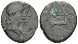 ROMAN PROVINCIAL
IONIA. Ephesus. Augustus with Livia (27 BC-14 AD). Ae. Aristion, grammateus; Presbon, magistrate. Obv: Jugate heads of Augustus, laur...