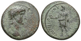 Phrygia. Aizanis. Claudius AD 41-54. Bronze Æ KΛAYΔIOC [KAICAΡ], laureate head right / EΠI ANTIO-XOY METΡOΓENOYC AIZANITΩN, Zeus standing left, holdin...