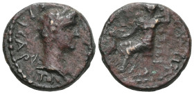 Roman Provincial Phrygia, Synnada. Tiberius. AE. (Bronze) 14-37 AD. Klaudios Valerianos, magistrate. Obv: ϹƐΒΑϹΤΟϹ ϹΥΝΝΑΔƐΩΝ. Bare head of Tiberius (?...