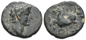 LYCIA, Termessus Minor. Tiberius. AD 14-37. Æ . Laureate head right / Horse galloping left. RPC I 3358; SNG Copenhagen 145; SNG von Aulock 4461.


Wei...