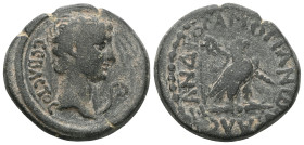 Roman Provincial
Phrygia, Amorium. Augustus, 27 BC-AD 14. AE.
Obv: CEBACTOC.
Bare head of Augustus, right; before lituus.
Rev: AΛEΞANΔPOC AMOPIANWN.
E...