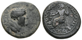 Roman Provincial
 Phrygia, Amorium. Vespasian. AE. (Bronze) 69-54 AD. L. Vipsanios Silvanos (?), magistrate.
Obv: [ΟΥΕΣΠΑΣΙΑΝΟ]Σ ΚΑΙΣΑΡ. Laureate head...