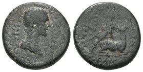 Roman Provincial Lydia. Hierokaisareia . Pseudo-autonomous issue Time of Nero, AD 54-68. Bronze Æ . EΠI KΛ KAΠITΩNOC (clockwise from lower left and an...