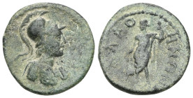 Roman Provincial
 Lydia, Thyateira. Pseudo-autonomous, 2nd-3rd centuries AD. Ae.
Helmeted bust of Athena right
Rev. Hermes standing left, holding cadu...