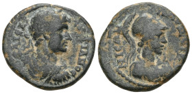 MYSIA. Miletopolis. Hadrian, 117-138. Assarion (Bronze). ΑΥΤΟ ΤΡΑΙΑ ΑΔΡΙΑΝΟ Laureate bust of Hadrian to right, wearing balteus and with slight drapery...