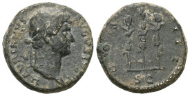 PISIDIA. Cremna. Hadrian, 117-138. 'Dupondius' (Bronze). HADRIANVS AVGVSTVS Laureate, draped and cuirassed bust of Hadrian to right. Rev. COL CRЄMNЄNS...