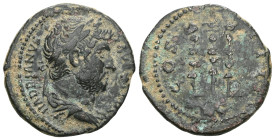PISIDIA. Cremna. Hadrian, 117-138. 'Dupondius' (Bronze). HADRIANVS AVGVSTVS Laureate, draped and cuirassed bust of Hadrian to right. Rev. COL CRЄMNЄNS...