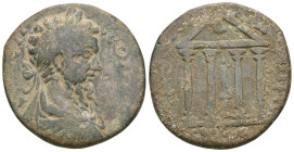 Roman Provincial
PONTUS. Neocaesarea. Septimius Severus, 193-211. Tetrassarion (Bronze), CY 142 = 205/6. AY K Λ CЄΠ CЄYHPOC Laureate, draped and cuira...