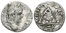 Caracalla (196-217) - Cappadocia / Caesarea - AR Drachm (3.25 gr.) - Laureate head right / Mount Argaeus, star on summit, in ex. ETK (year 20 = AD 212...