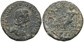 Roman Provincial , Traianus Decius for Herennia Etruscilla.. Bronze, Laerte in Cilicia. Bust / Zeus with scepter on throne, eagle in front. Ziegler, C...