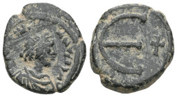 BYZANTINE
Justinian I, 527 - 565 AD AE , Pentanummium, Antioch or Theoupolus Mint, Obverse: DN IVSTINIANVS PP AVG, Diademed, draped and cuirassed bust...