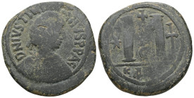 Byzantine
Justinian I, 527-565. Follis , Carthage. DN IVSTINIANVS P P AVG Diademed, draped and cuirassed bust right. Rev. Large M; star to left, cross...