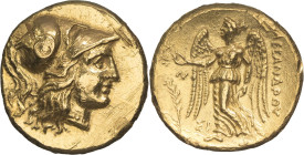 GRÈCE ANTIQUE - GREEK
Macédoine (royaume de), Alexandre III le Grand (336-323 av. J.-C.). Statère d’or au nom d’Alexandre le Grand An 7 (327-326 av. J...