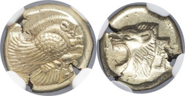 GRÈCE ANTIQUE - GREEK
Éolide, Lesbos (île de). Hecté d’électrum au sanglier ailé et lion à gauche ND (500-495 av. J.-C.), Mytilène.
Bodenstedt 10 - Bo...