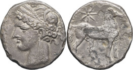 GRÈCE ANTIQUE - GREEK
Zeugitane, Carthage, première guerre punique (264-241 av. J.-C.). Dishekel ND (249-241 av. J.-C.), Carthage.
MAA.39 - SNG Cop. 1...