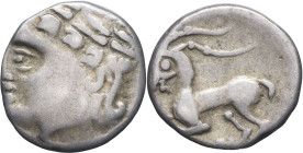 GAULE - CELTIC
Allobroges. Drachme au bouquetin , classe II à l'épée ND (fin du IIe - premier quart du Ier siècle avant J.-C.).
BnF. 2888-2900 - DT.31...